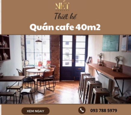 Thiết Kế Quán Cafe 40m2 Có 1-0-2