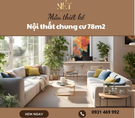 Mẫu thiết kế nội thất chung cư 78m2 sáng tạo