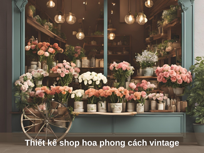 thiet ke shop hoa phong cach vintage