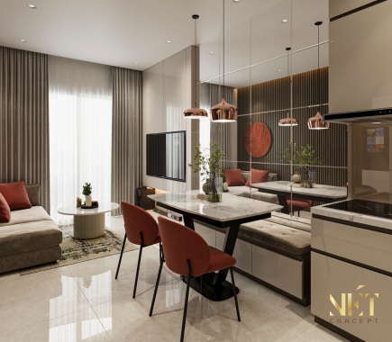 Thiết kế nội thất căn hộ 2 phòng ngủ
